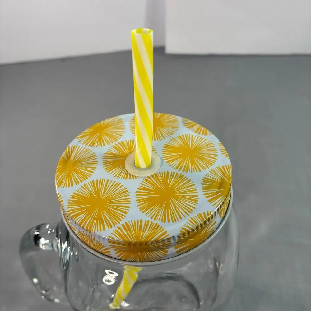 Vintage Simple Homemade Goodness Butterfly Mason Jar Glass Tumbler with Straw
